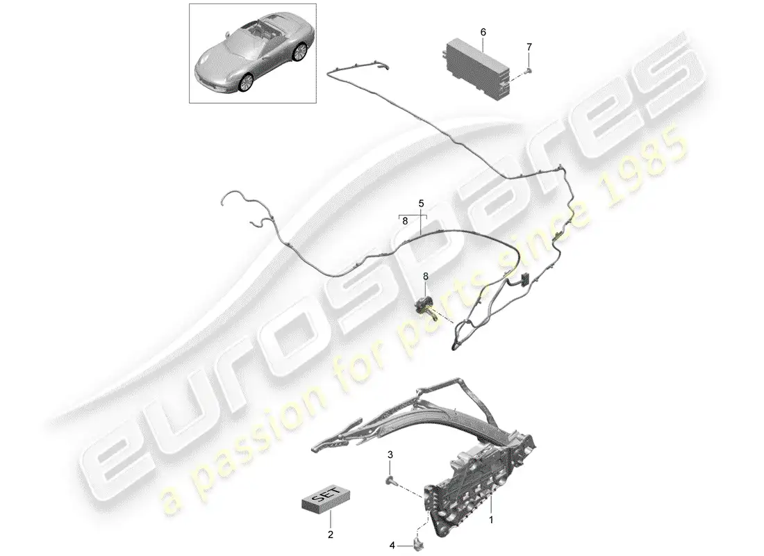 porsche 2016 (991-1) top frame parts diagram