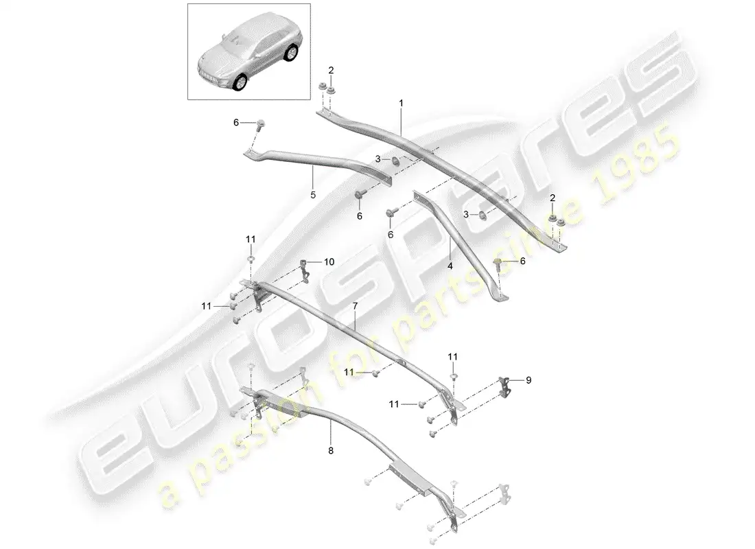 porsche 2014 (macan) cross support part diagram