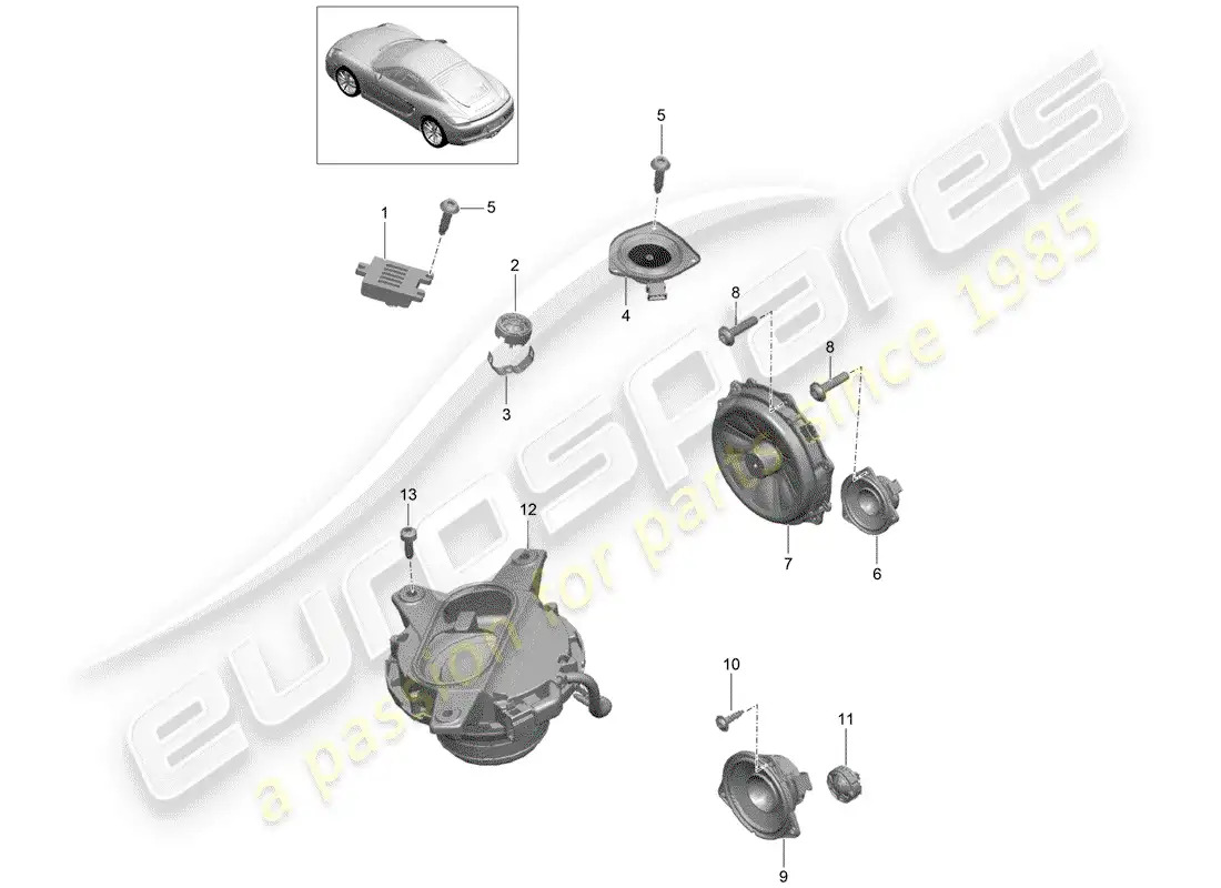porsche 2015 (981 cayman) loudspeaker parts diagram
