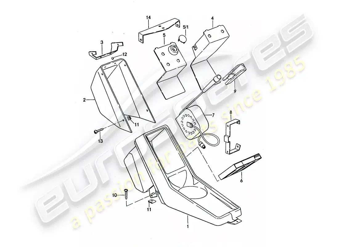porsche 1975 (911 turbo) center console parts diagram