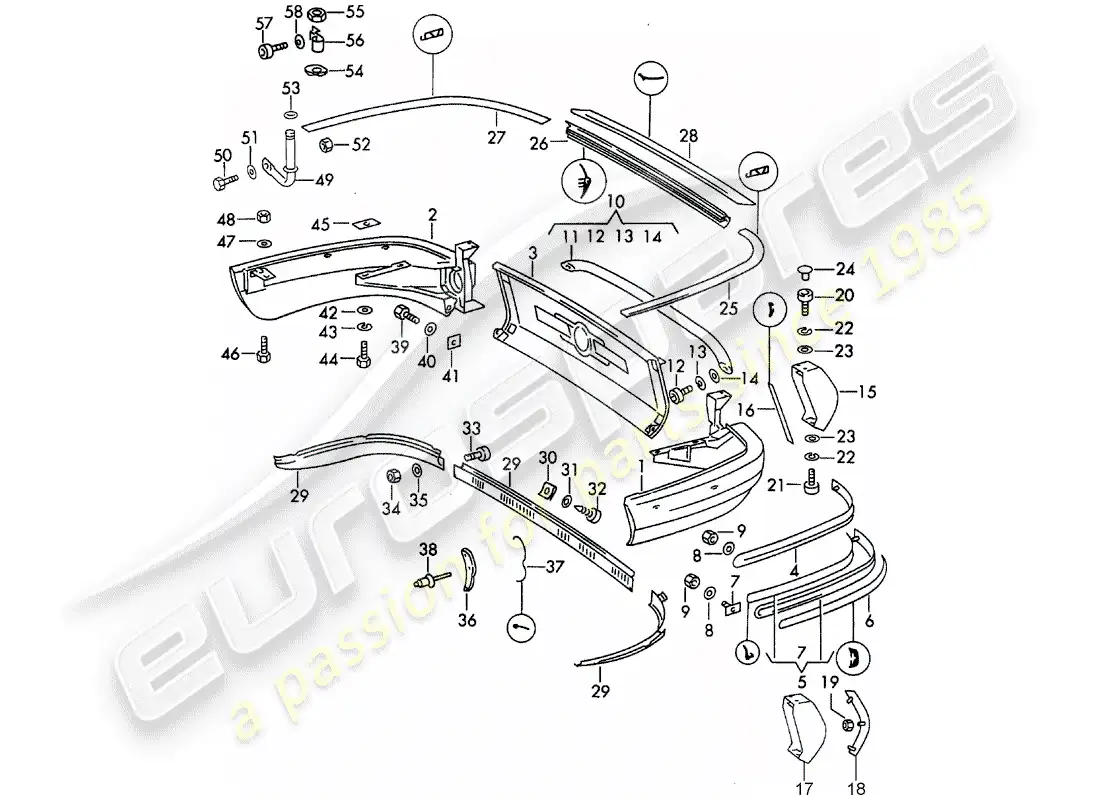 porsche 1969 (911/912) bumper - d - mj 1969>> parts diagram