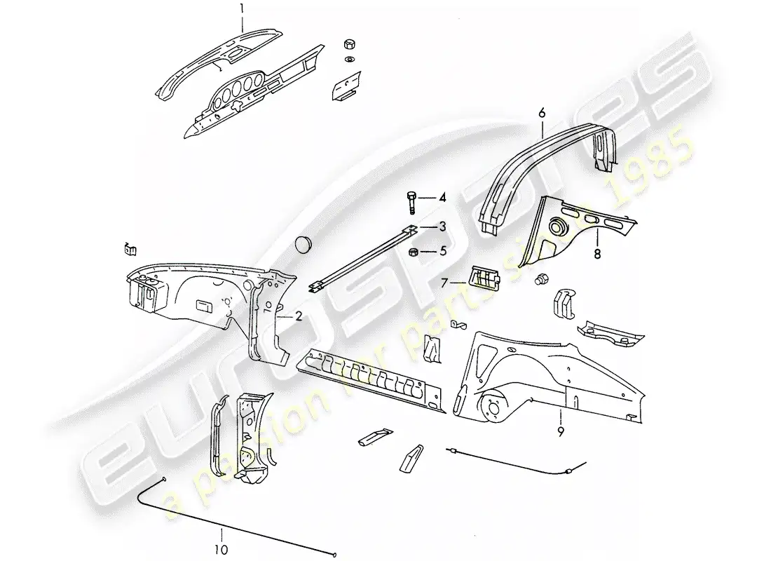 porsche 1969 (911/912) interior panelling parts diagram