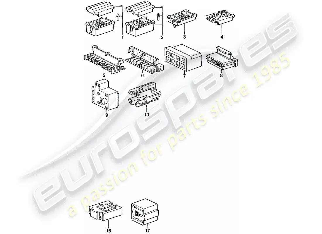 porsche 1986 (924s) connector housing - 8-pole - 9-pole parts diagram
