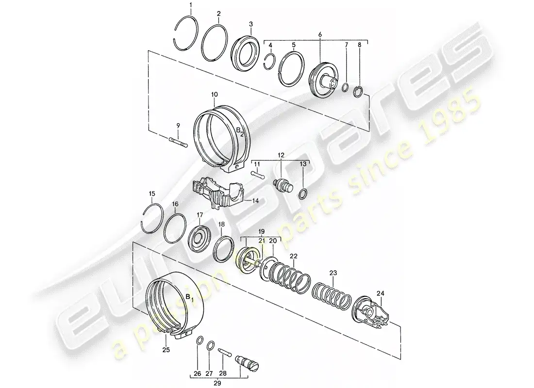 porsche 1990 (928) automatic transmission - brake bands parts diagram