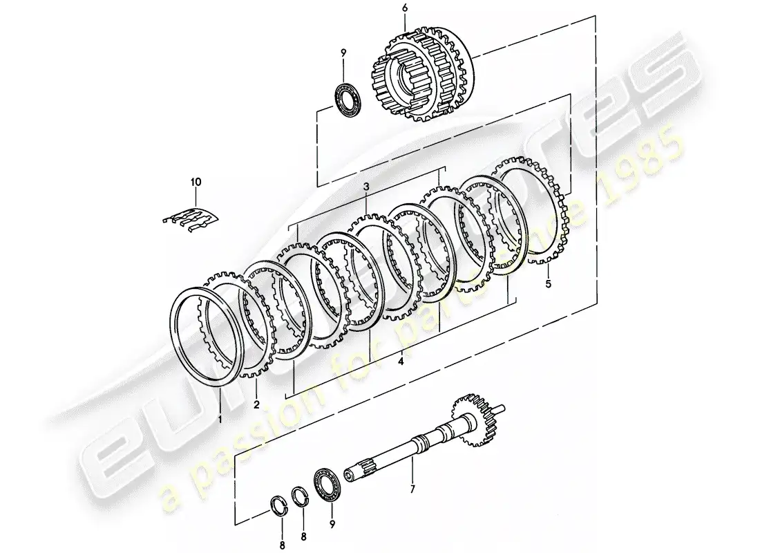 porsche 1983 (928) automatic transmission - drive shaft - gear set parts diagram