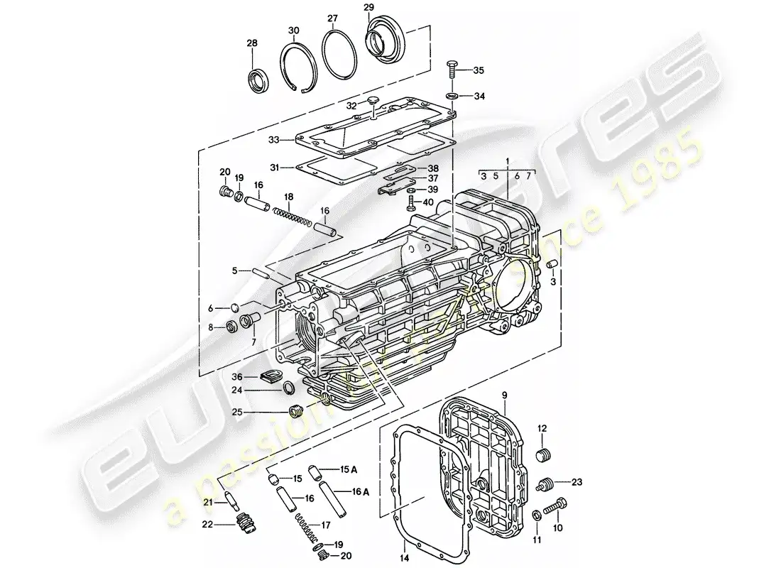 porsche 1983 (928) replacement transmission - transmission case - manual gearbox parts diagram