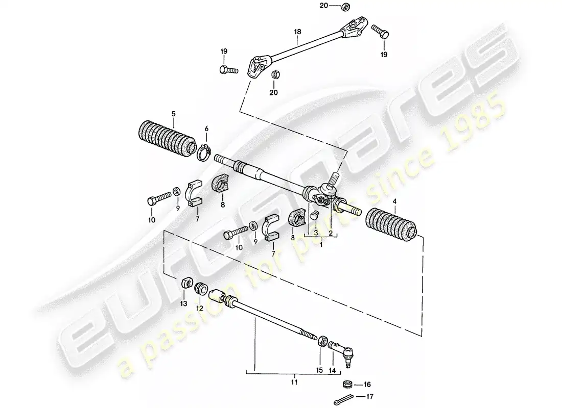 porsche 1986 (944) steering gear - steering track rod parts diagram