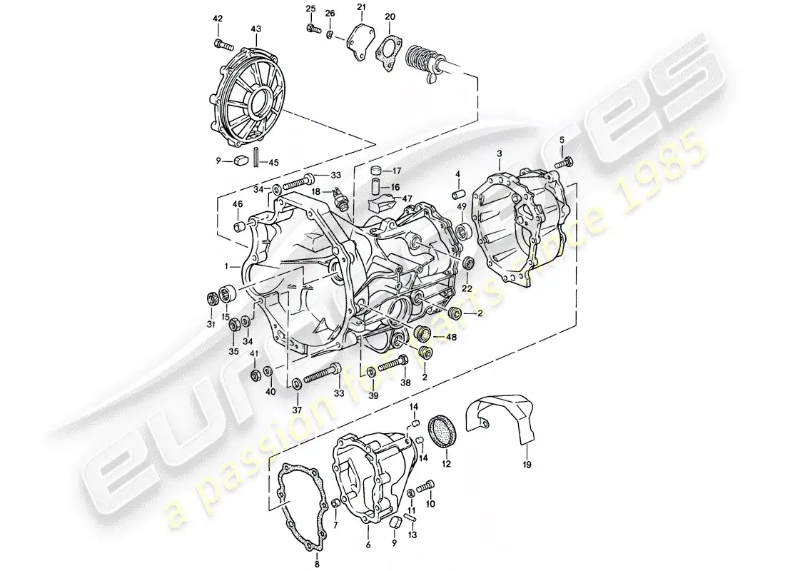 porsche 1988 (944) replacement transmission - transmission case - manual gearbox parts diagram