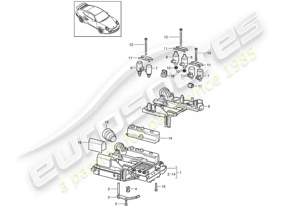 porsche 2008 (997-1 turbo / gt2) tiptronic parts diagram
