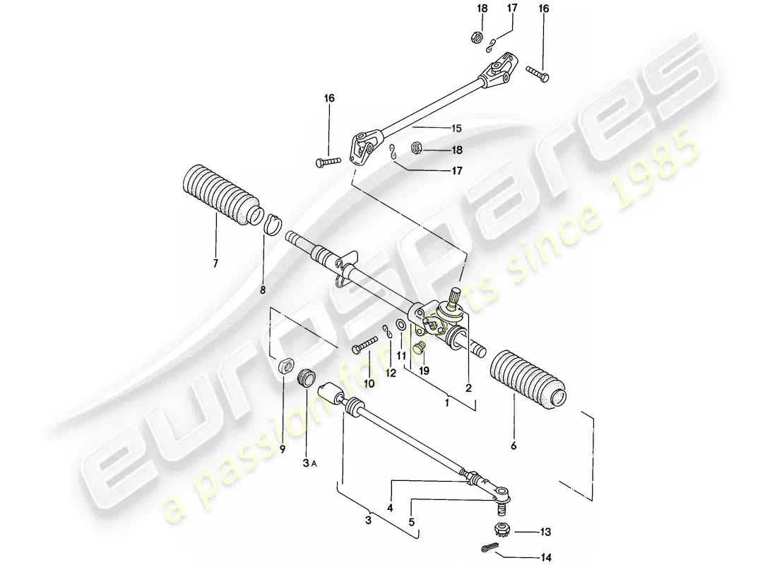 porsche 1976 (924) steering gear - steering track rod parts diagram