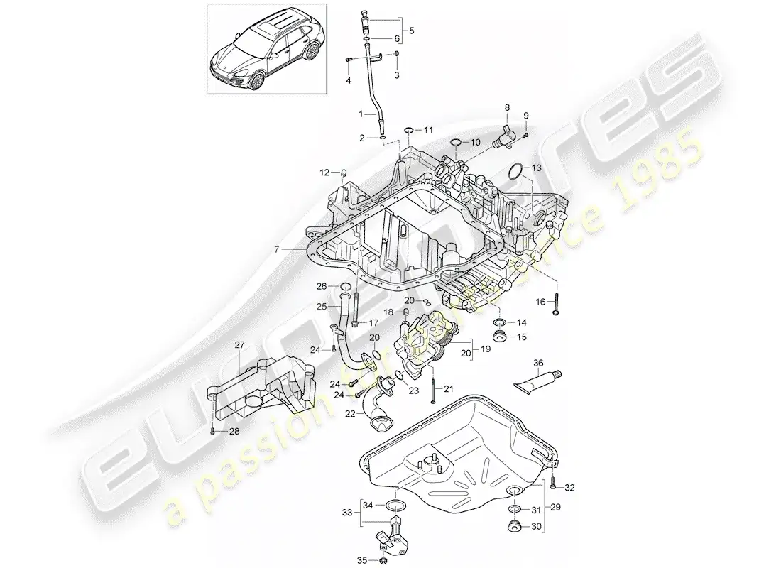porsche 2014 (cayenne e2 92a) oil-conducting housing part diagram