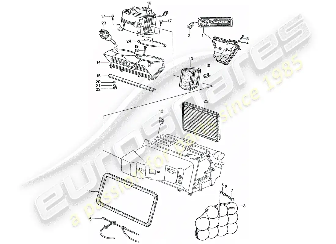 porsche 1992 (928) automatic air conditioner - control switch - lines - air duct parts diagram