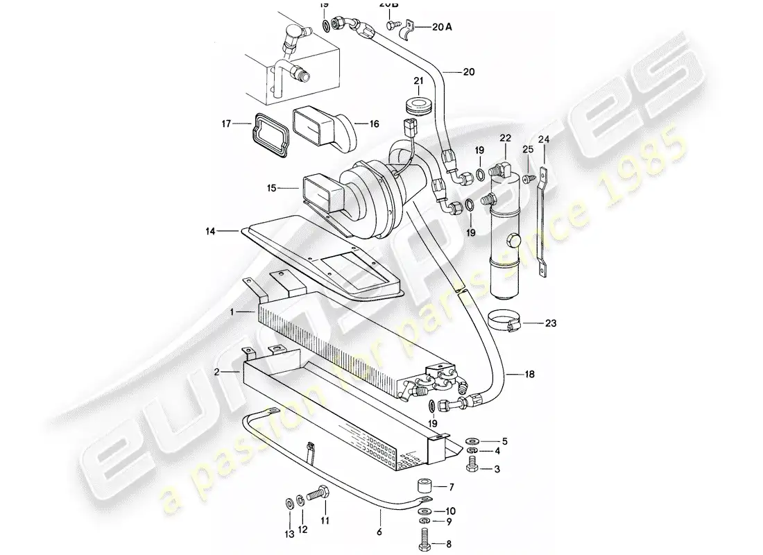 porsche 1985 (911) capacitor - refrigerant line - accessories and others parts diagram