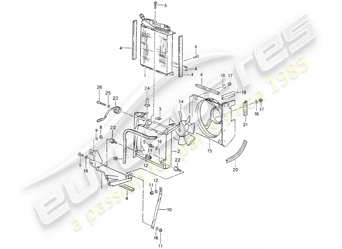 porsche 1989 (964) capacitor - fan parts diagram
