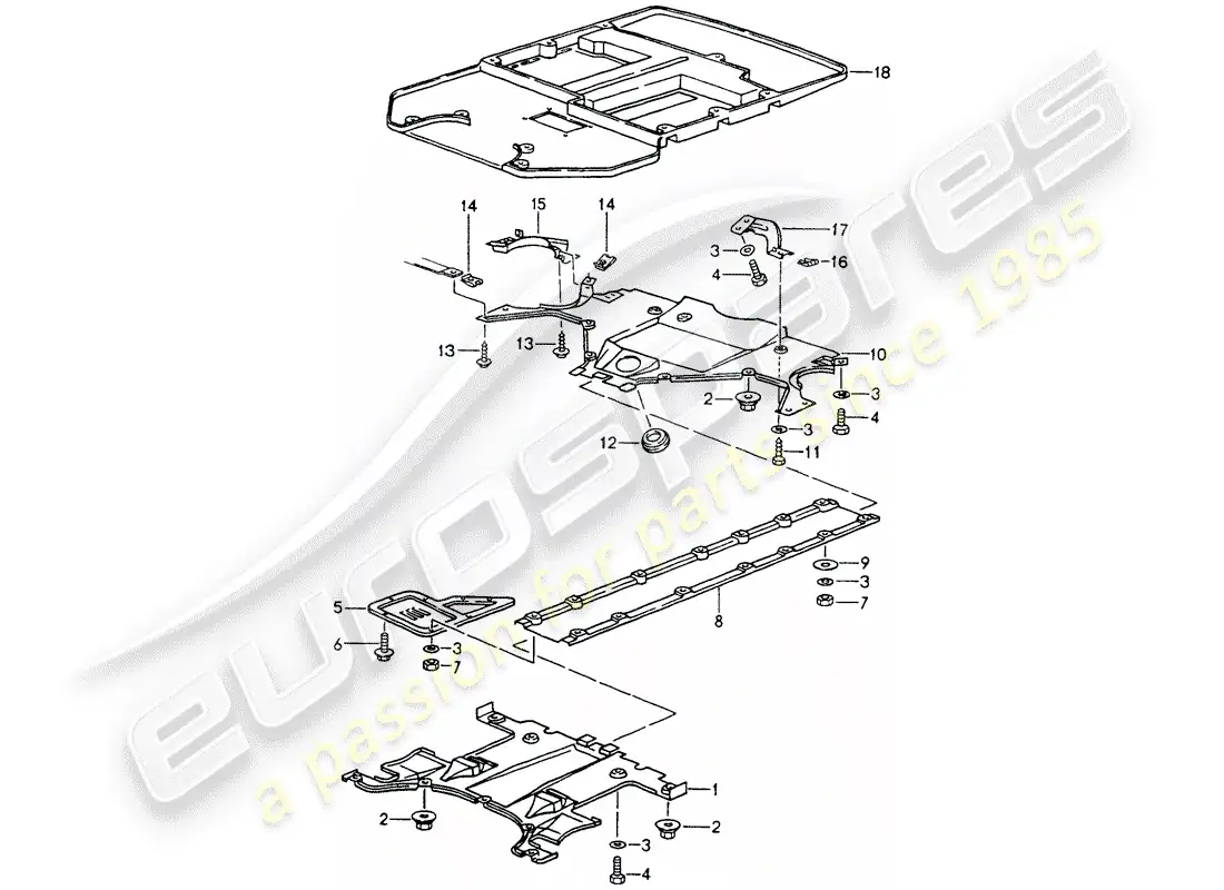 porsche 1992 (964) cover - underbody parts diagram