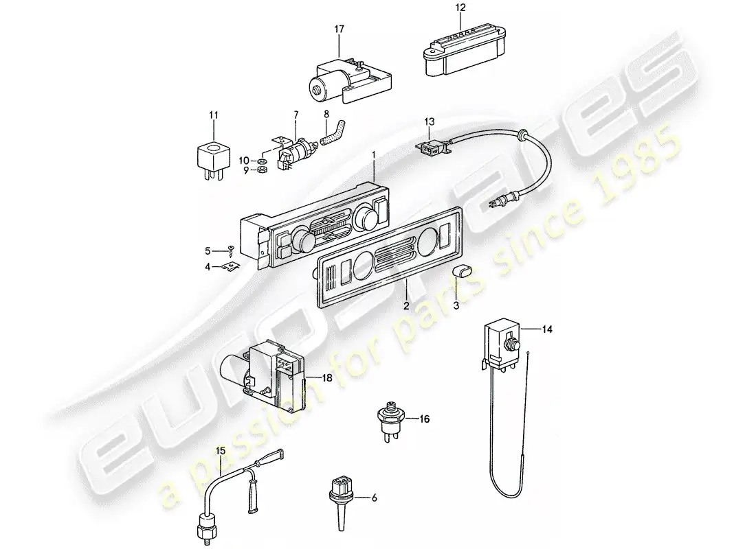 porsche 1987 (959) electrical components - for - air conditioner parts diagram