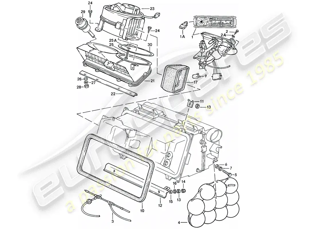 porsche 1986 (928) control switch - fan - blower housing parts diagram