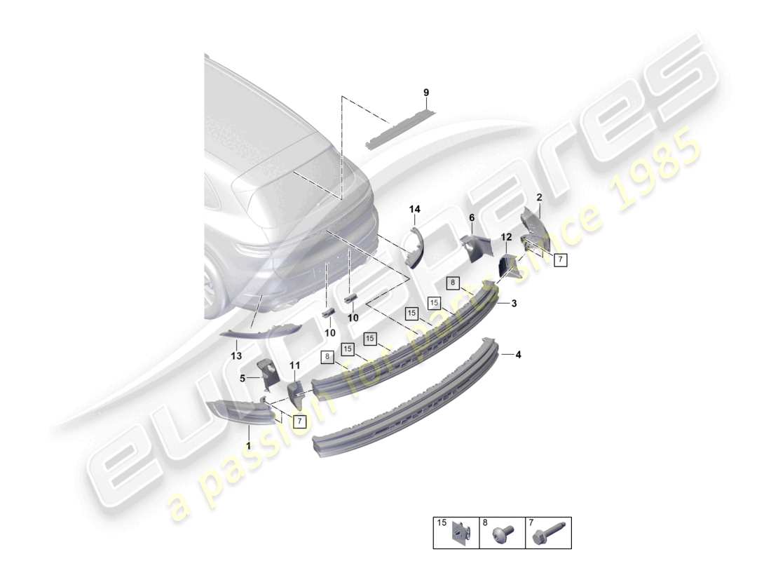 porsche 2024 (cayenne e3 pa) rear light additional brake light licence plate light part diagram
