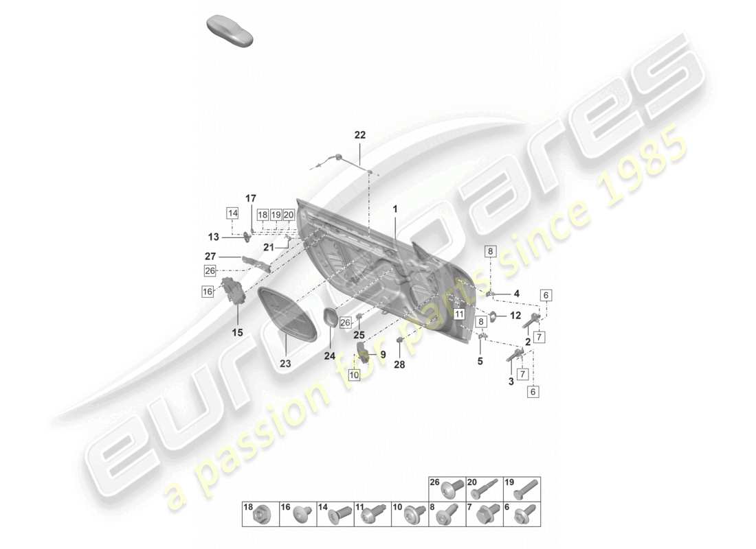 porsche 2025 (992-2 gt3/rs/st) door shell part diagram