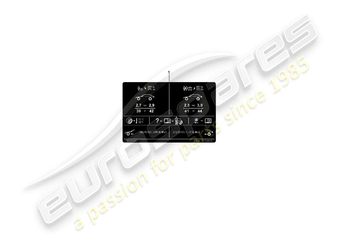 porsche 2025 (cayenne e3 pa) data plate for 21 tyre pressure for all-weather tyres part diagram