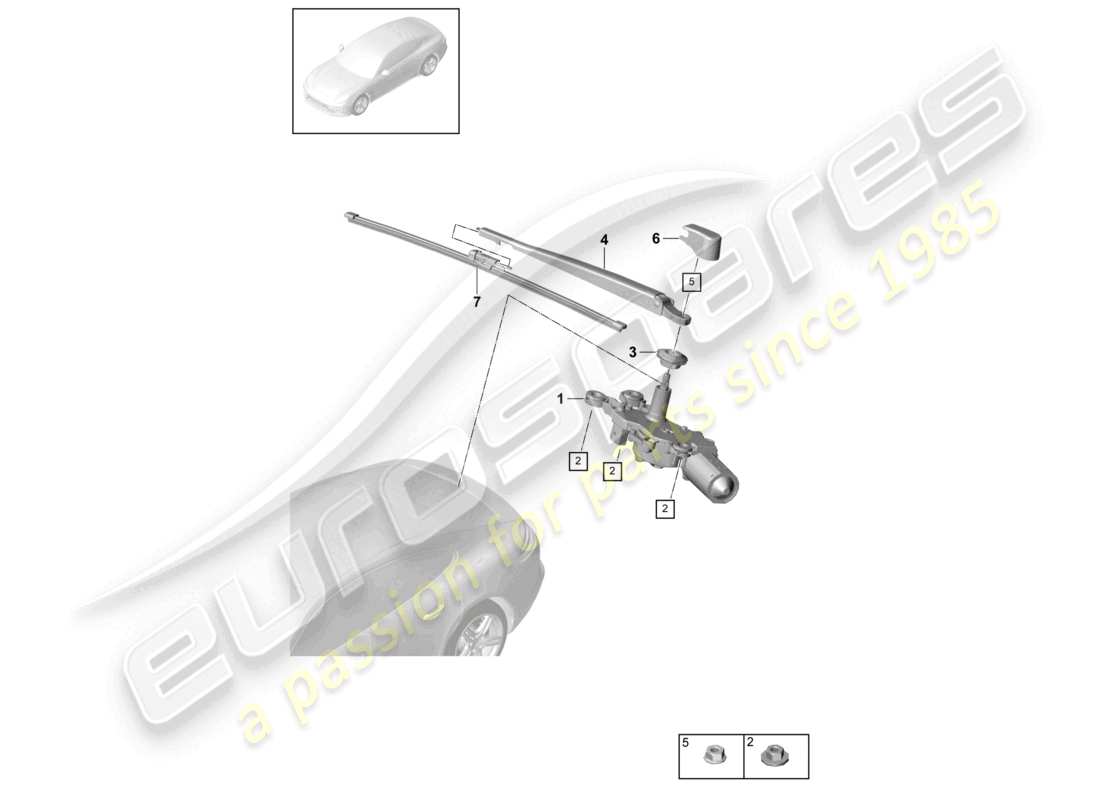 porsche 2021 (panamera 971-1) wiper and washer system for rear window part diagram