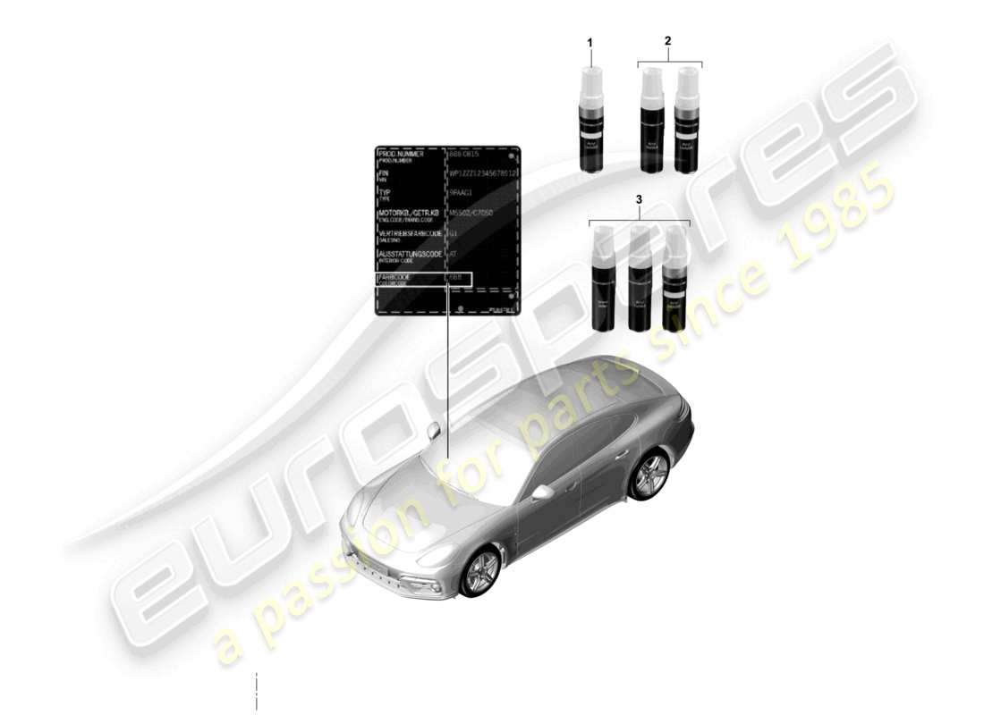 porsche 2021 (panamera 971-1) paint touch-up applicator paints part diagram