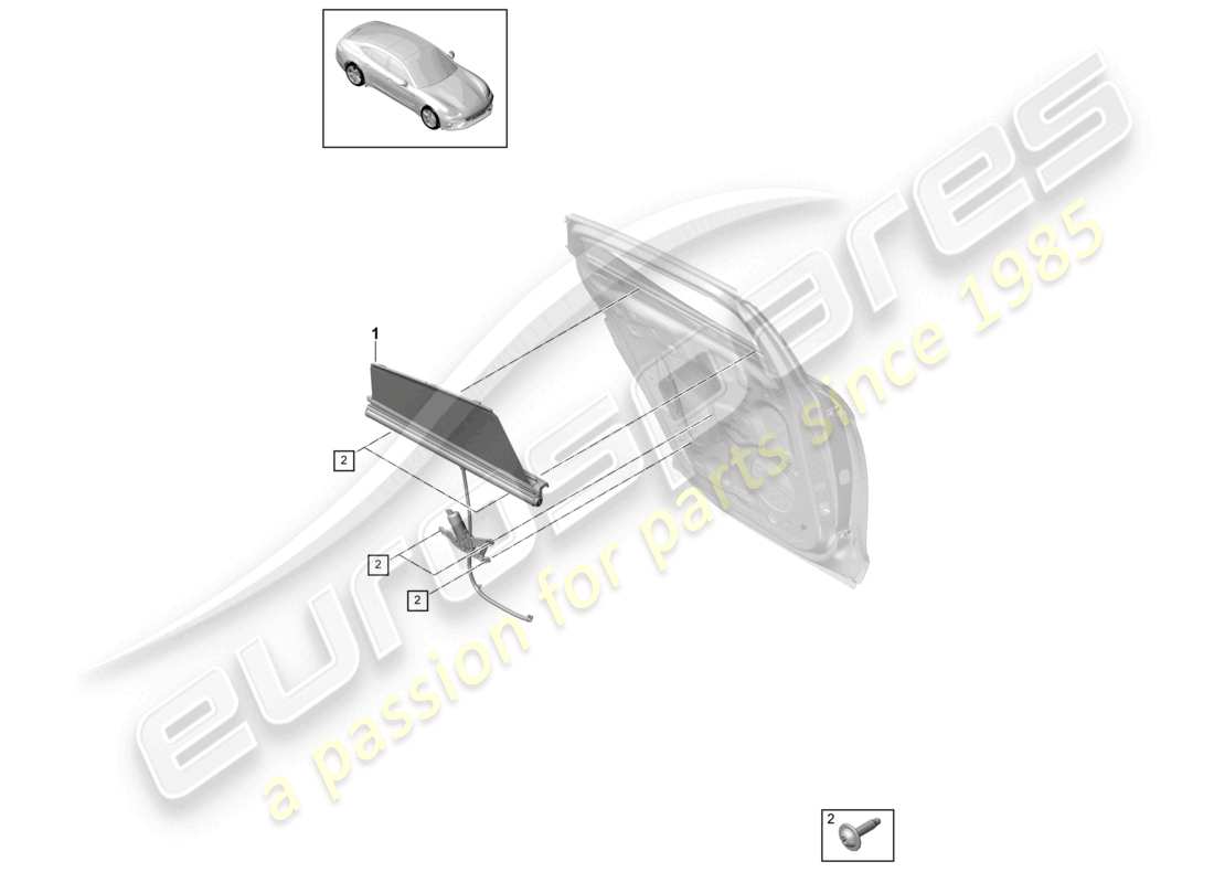porsche 2021 (panamera 971-1) roller blind door window rear parts diagram