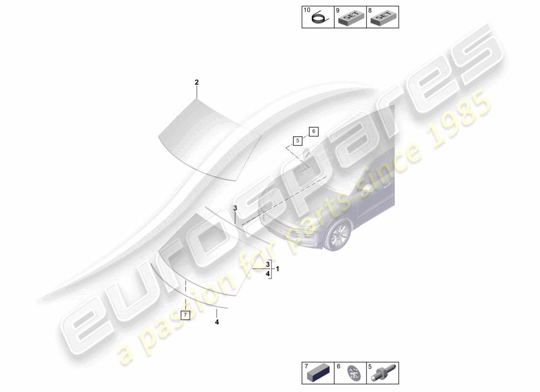 porsche 2024 (cayenne e3 pa) windscreen part diagram