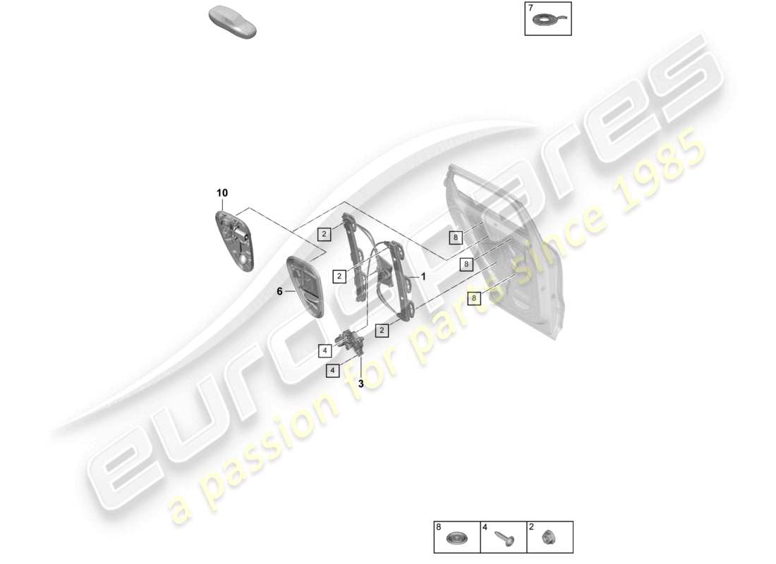porsche 2025 (cayenne e3 pa) window regulator rear assembly carrier part diagram