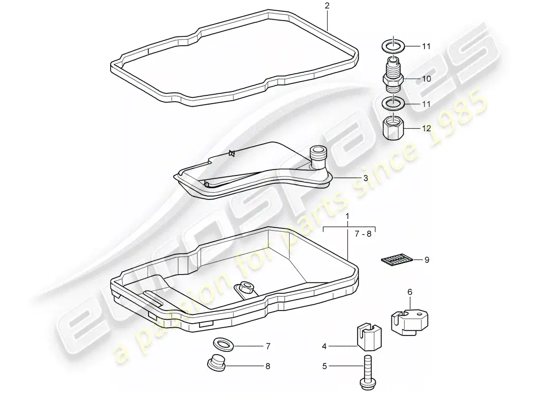 porsche 2005 (996 turbo / gt2) tiptronic - oil filter - oil pan parts diagram