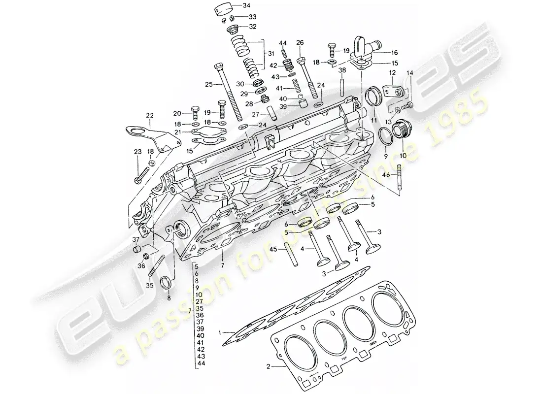 porsche 1992 (928) cylinder head - repair set for maintenance - see illustration: parts diagram