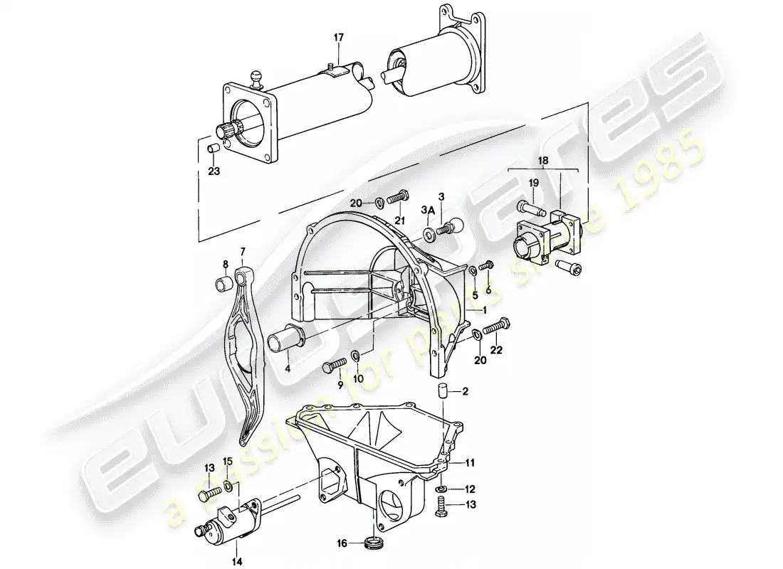 porsche 1982 (928) central tube - manual gearbox parts diagram