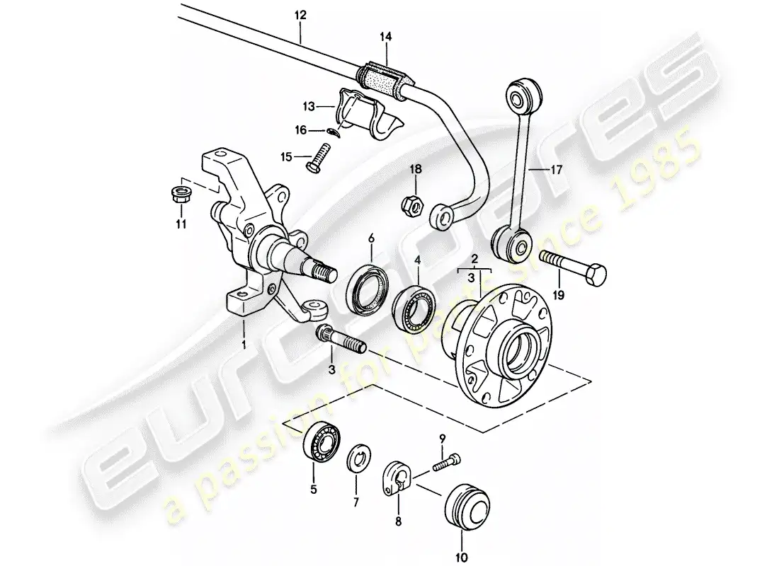 porsche 1981 (928) steering knuckle - stabilizer - front axle - lubricants parts diagram