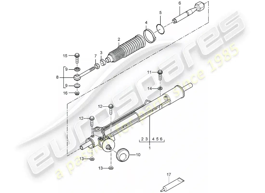 porsche 2005 (carrera gt) power steering - steering gear parts diagram