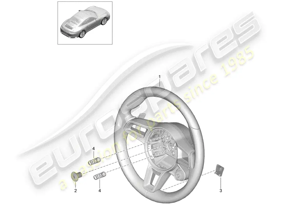 porsche 2017 (991-2) steering wheel parts diagram