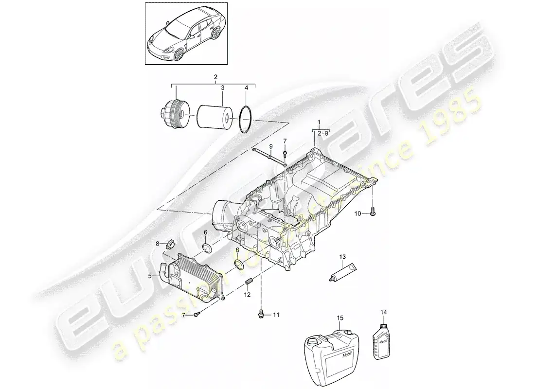 porsche 2014 (panamera 970) oil-conducting housing parts diagram