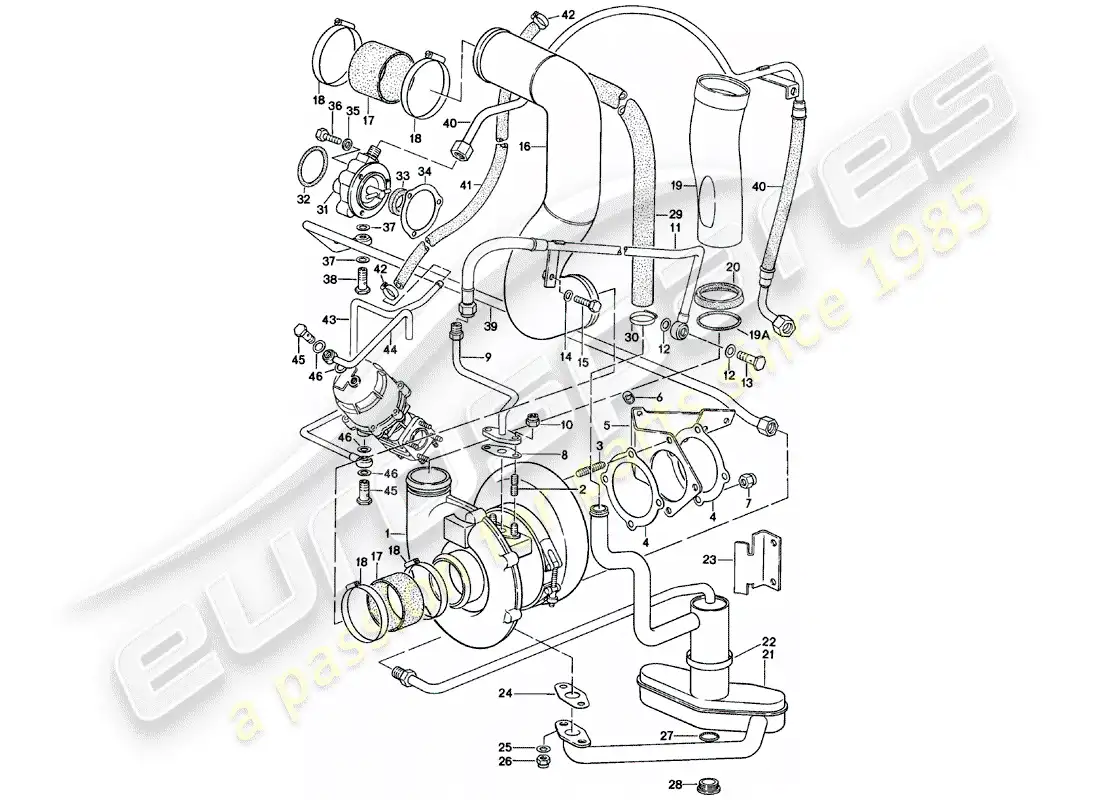 porsche 1981 (911) turbocharging parts diagram