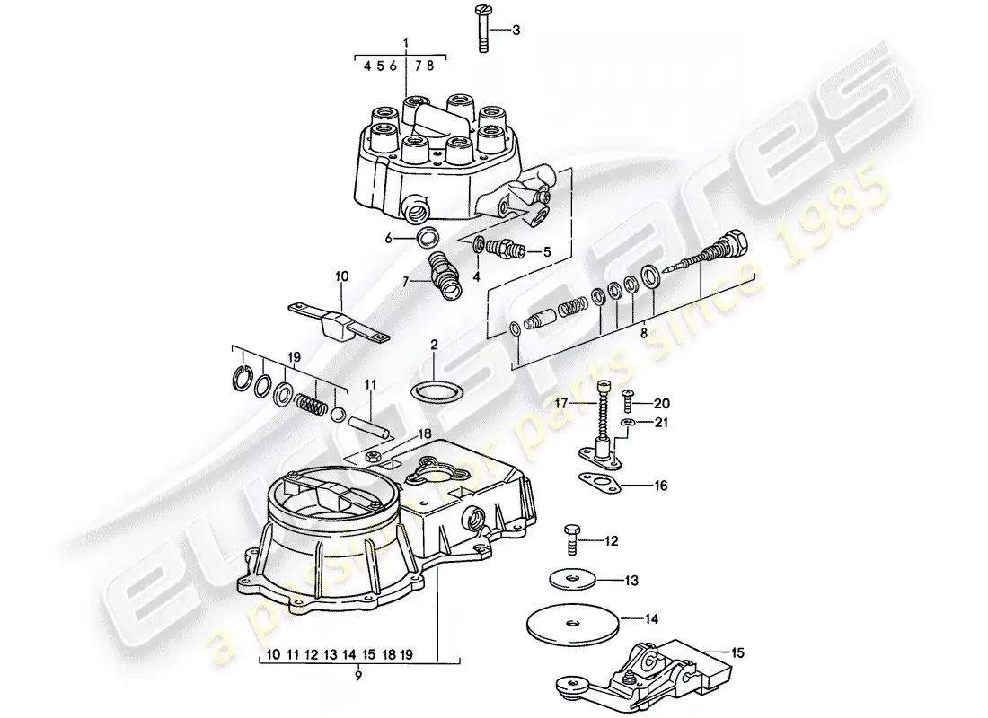 porsche 1981 (928) k-jetronic - 1 - mixture control unit parts diagram