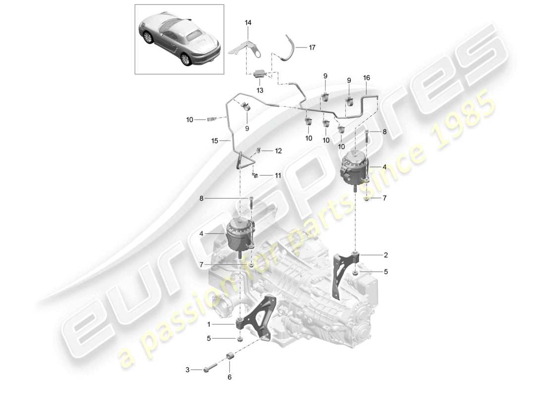 porsche 2023 (718 boxster) gearbox securing parts part diagram