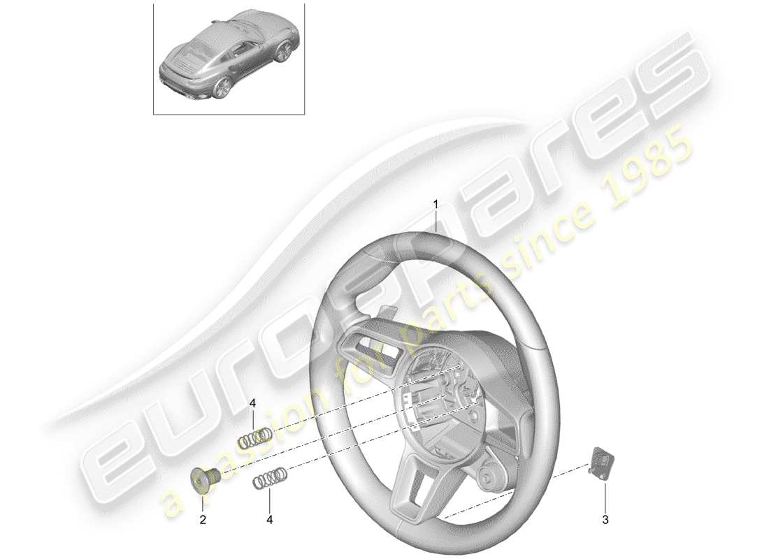 porsche 2018 (991-2 turbo) steering wheel part diagram