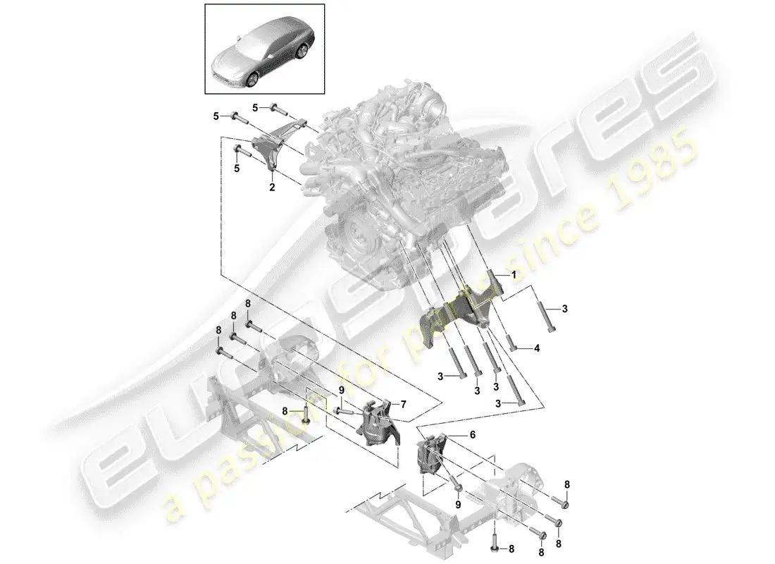 porsche 2018 (panamera 971-1) engine lifting tackle parts diagram