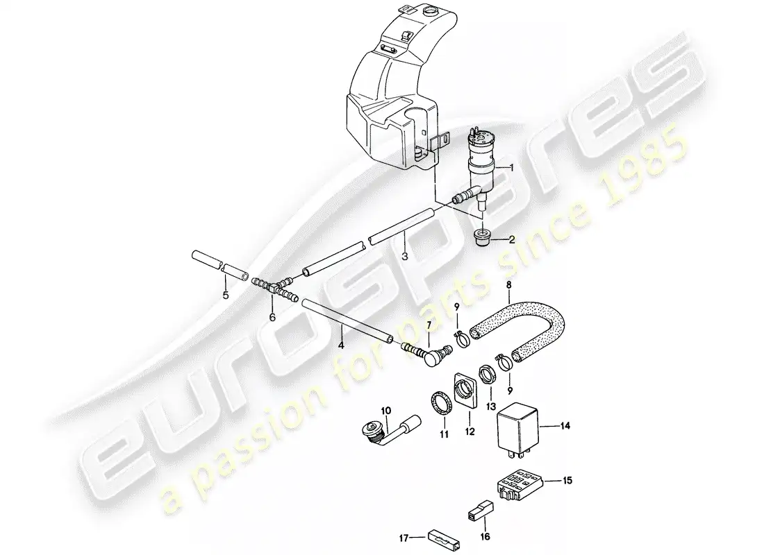 porsche 1987 (924s) headlight washer system parts diagram