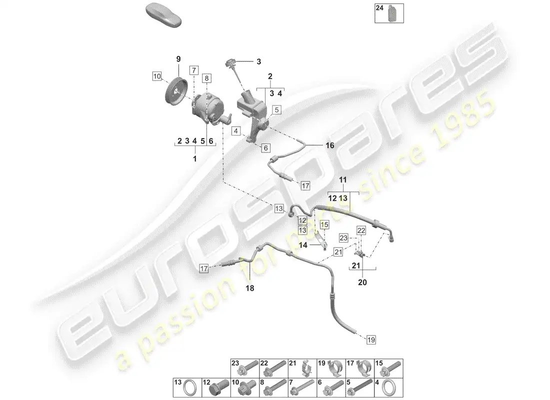 porsche 2019 (992-1) hydraulic pump parts diagram