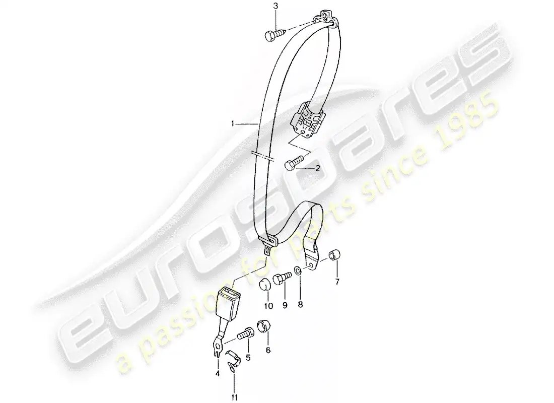 porsche 2003 (996 turbo / gt2) seat belt parts diagram