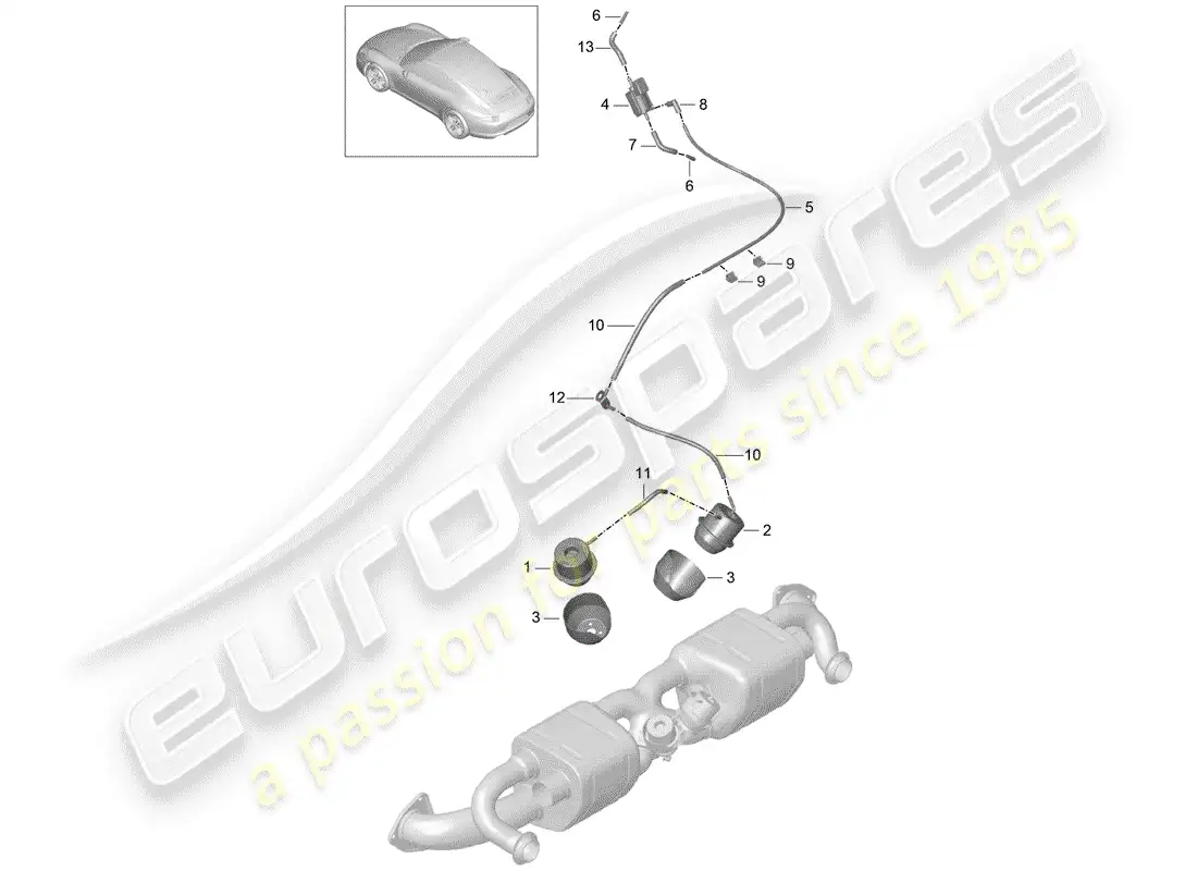 porsche 2015 (991-1) exhaust system parts diagram