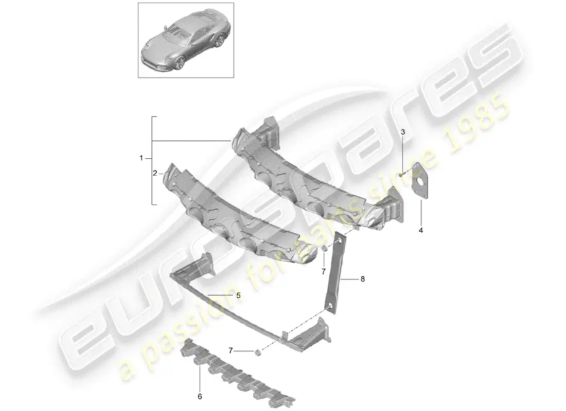 porsche 2015 (991-1 turbo) bumper bracket parts diagram