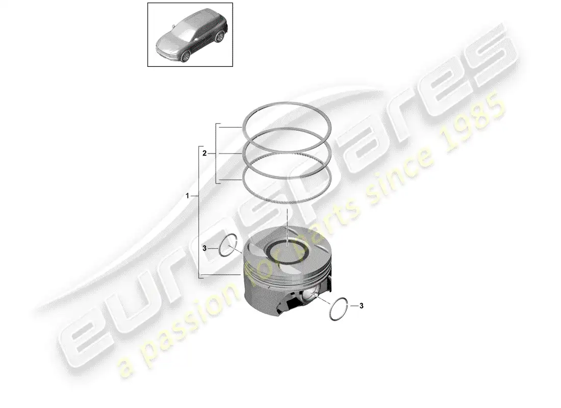 porsche 2020 (cayenne e3 9ya/9yb) piston complete part diagram
