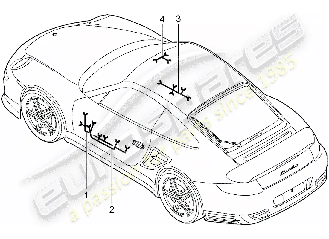porsche 2012 (997-2 turbo / gt2 rs) wiring harnesses part diagram