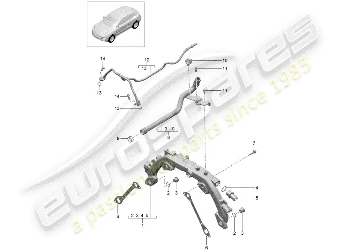 porsche 2014 (macan) water cooling part diagram