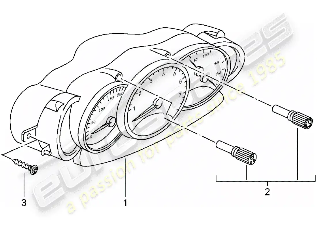 porsche 2004 (986 boxster) instrument cluster - complete - d - mj 2001>> parts diagram